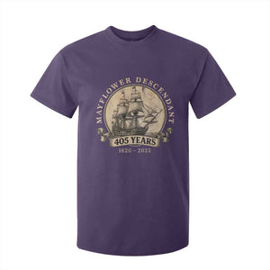 Mayflower Descendant T Shirt For Kid 405 Years Pilgrim Fathers Thanksgiving History TS11 Purple Print Your Wear