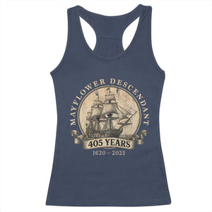 Mayflower Descendant Racerback Tank Top 405 Years Pilgrim Fathers Thanksgiving History TS11 Navy Print Your Wear