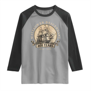 Mayflower Descendant Raglan Shirt 405 Years Pilgrim Fathers Thanksgiving History TS11 Sport Gray Black Print Your Wear