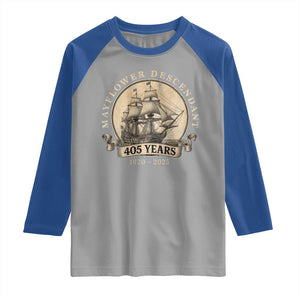 Mayflower Descendant Raglan Shirt 405 Years Pilgrim Fathers Thanksgiving History TS11 Sport Gray Royal Print Your Wear