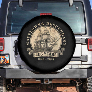 Mayflower Descendant Spare Tire Cover 405 Years Pilgrim Fathers Thanksgiving History TS11 No hole Black Print Your Wear