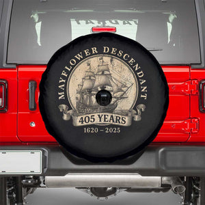 Mayflower Descendant Spare Tire Cover 405 Years Pilgrim Fathers Thanksgiving History TS11 Black Print Your Wear