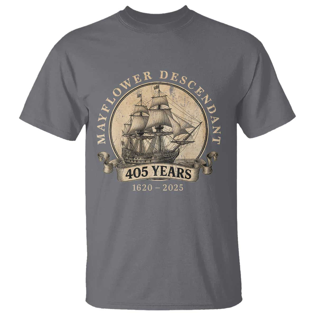 Mayflower Descendant T Shirt 405 Years Pilgrim Fathers Thanksgiving History TS11 Charcoal Print Your Wear