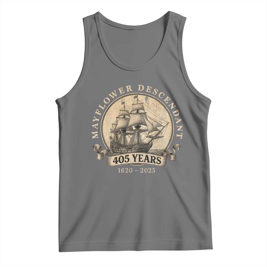 Mayflower Descendant Tank Top 405 Years Pilgrim Fathers Thanksgiving History TS11 Black Heather Print Your Wear