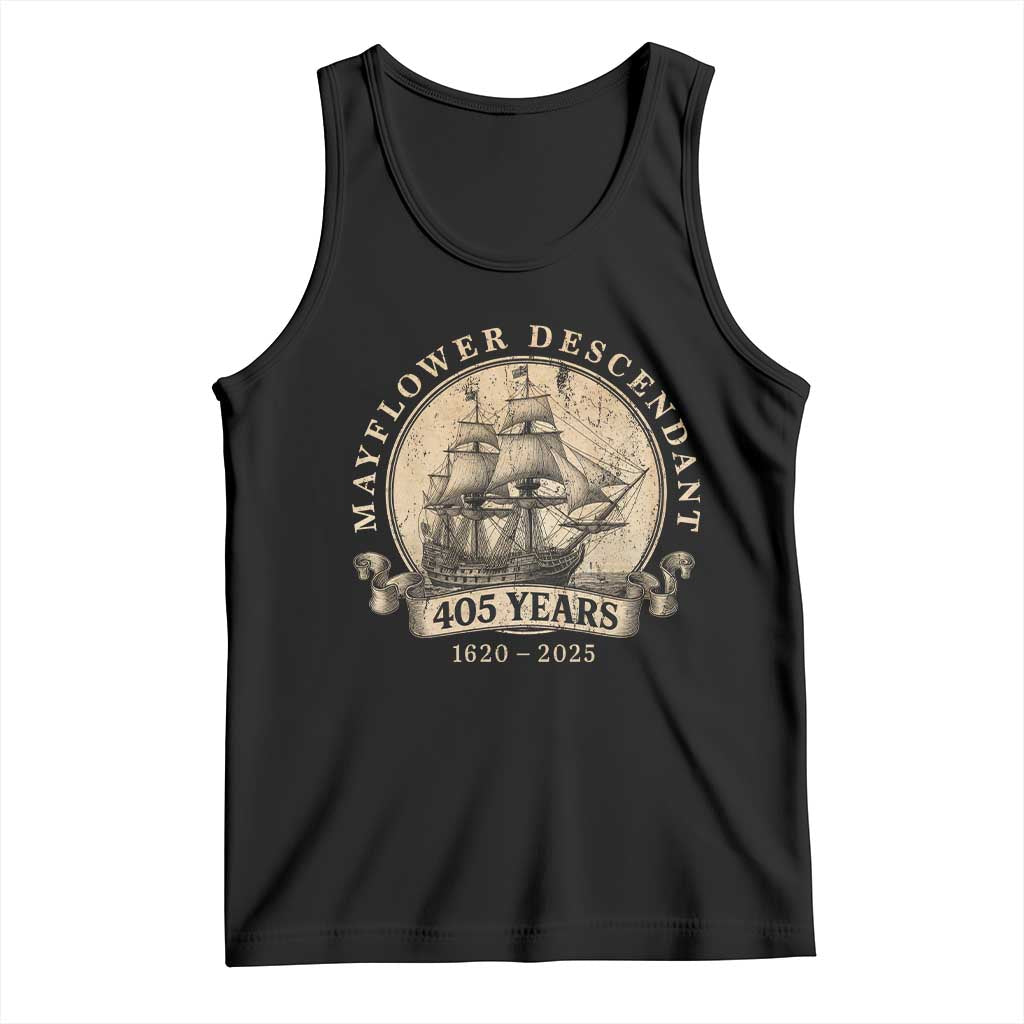 Mayflower Descendant Tank Top 405 Years Pilgrim Fathers Thanksgiving History TS11 Black Print Your Wear