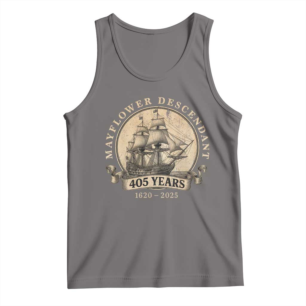 Mayflower Descendant Tank Top 405 Years Pilgrim Fathers Thanksgiving History TS11 Deep Heather Print Your Wear