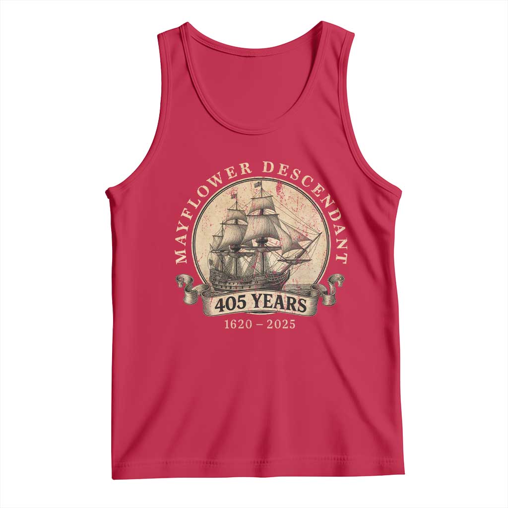 Mayflower Descendant Tank Top 405 Years Pilgrim Fathers Thanksgiving History TS11 Red Print Your Wear