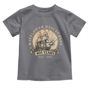 Mayflower Descendant Toddler T Shirt 405 Years Pilgrim Fathers Thanksgiving History TS11 Charcoal Print Your Wear