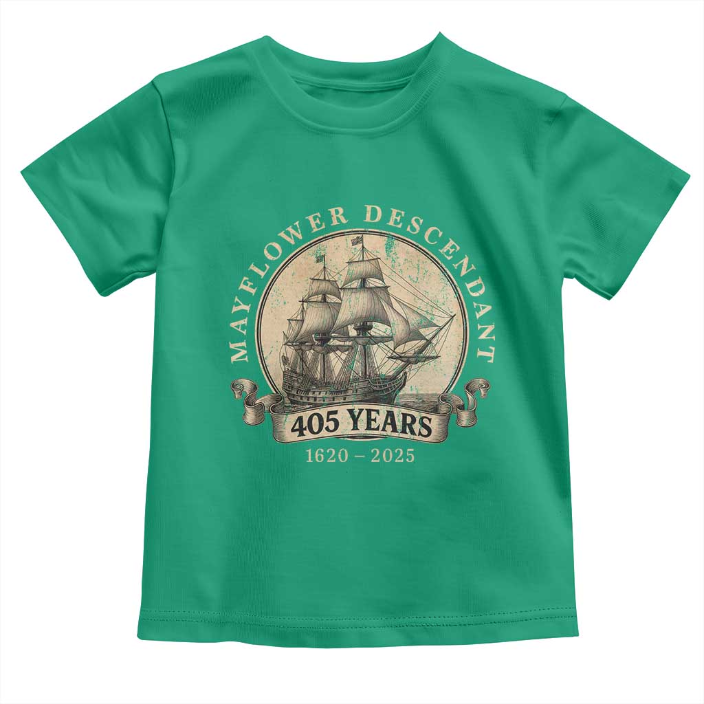 Mayflower Descendant Toddler T Shirt 405 Years Pilgrim Fathers Thanksgiving History TS11 Irish Green Print Your Wear