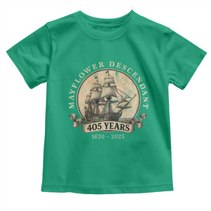 Mayflower Descendant Toddler T Shirt 405 Years Pilgrim Fathers Thanksgiving History TS11 Irish Green Print Your Wear