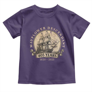 Mayflower Descendant Toddler T Shirt 405 Years Pilgrim Fathers Thanksgiving History TS11 Purple Print Your Wear