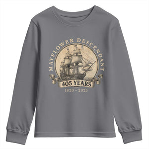 Mayflower Descendant Youth Sweatshirt 405 Years Pilgrim Fathers Thanksgiving History TS11 Charcoal Print Your Wear
