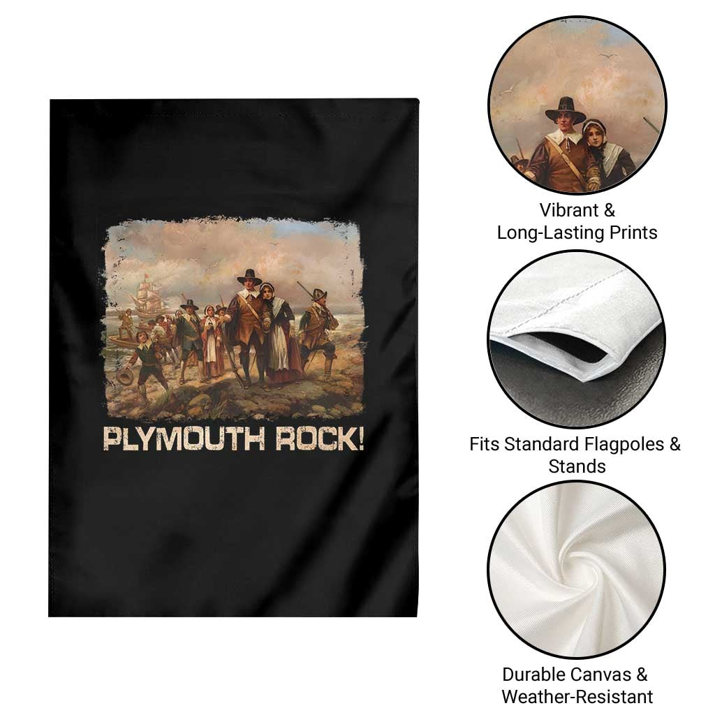 Plymouth Rock Garden Flag Mayflower Pilgrims Thanksgiving History TS11 Print Your Wear