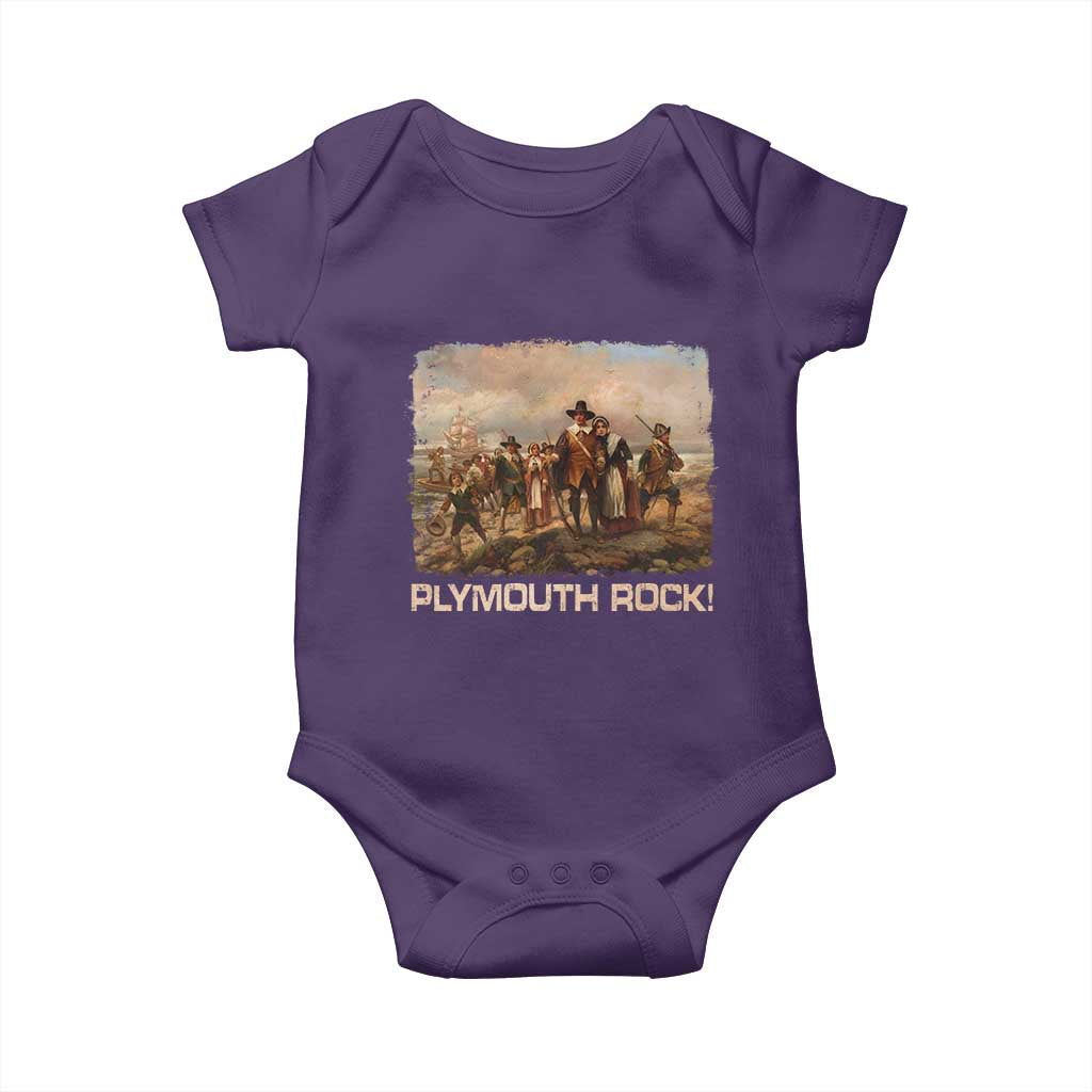 Plymouth Rock Baby Onesie Mayflower Pilgrims Thanksgiving History TS11 Purple Print Your Wear