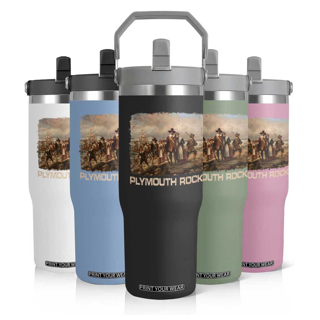 Plymouth Rock Flip Straw Tumbler Mayflower Pilgrims Thanksgiving History TS11 Print Your Wear