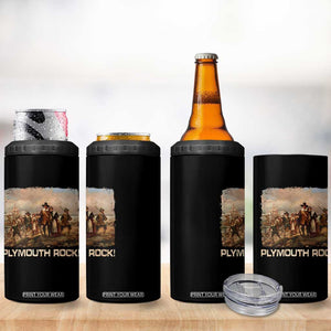 Plymouth Rock 4 in 1 Can Cooler Tumbler Mayflower Pilgrims Thanksgiving History TS11 Print Your Wear