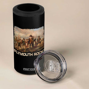 Plymouth Rock 4 in 1 Can Cooler Tumbler Mayflower Pilgrims Thanksgiving History TS11 Print Your Wear