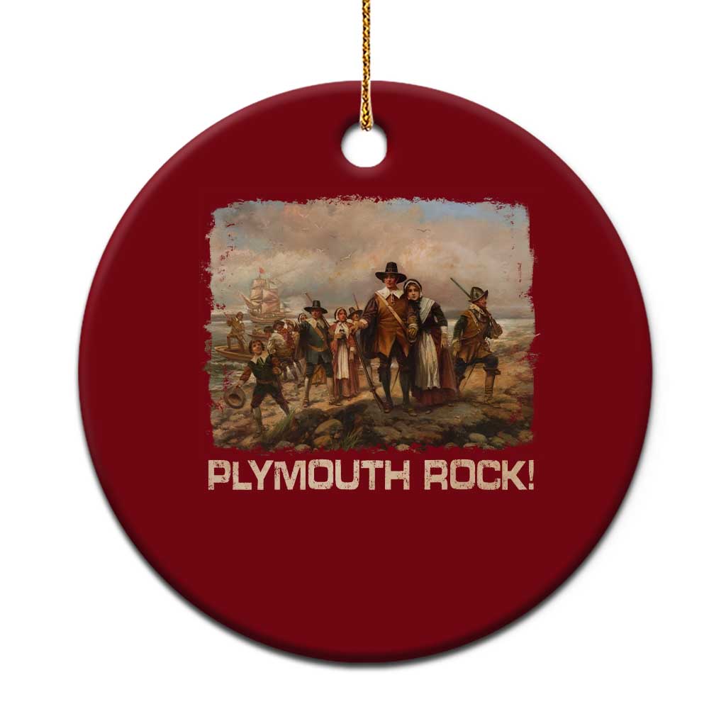 Plymouth Rock Ceramic Ornament Mayflower Pilgrims Thanksgiving History TS11 1pc Red Print Your Wear