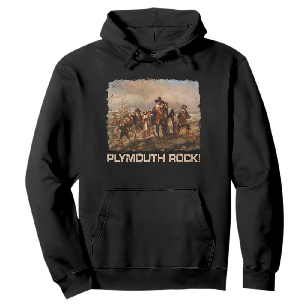 Plymouth Rock Hoodie Mayflower Pilgrims Thanksgiving History TS11 Black Print Your Wear