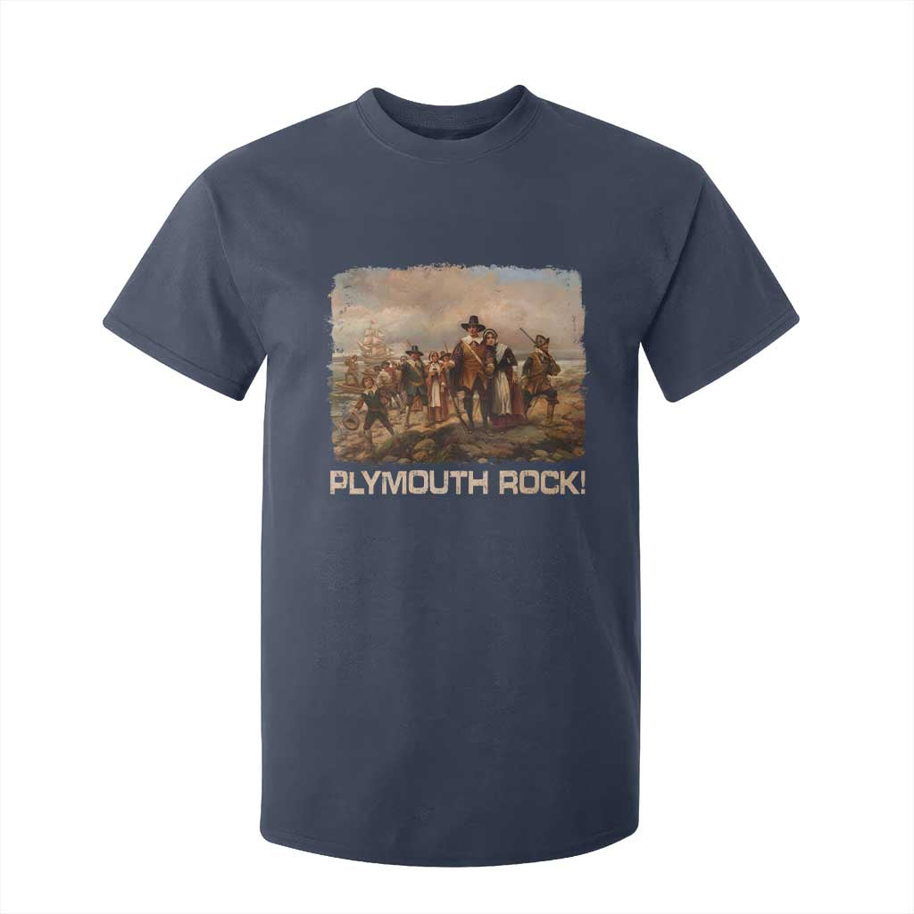 Plymouth Rock T Shirt For Kid Mayflower Pilgrims Thanksgiving History TS11 Navy Print Your Wear