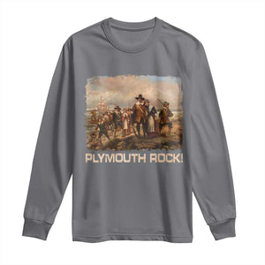 Plymouth Rock Long Sleeve Shirt Mayflower Pilgrims Thanksgiving History TS11 Charcoal Print Your Wear