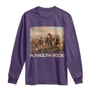 Plymouth Rock Long Sleeve Shirt Mayflower Pilgrims Thanksgiving History TS11 Purple Print Your Wear