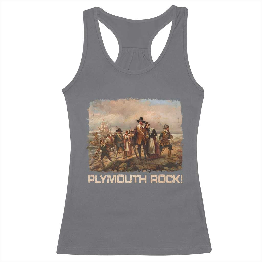Plymouth Rock Racerback Tank Top Mayflower Pilgrims Thanksgiving History TS11 Charcoal Print Your Wear