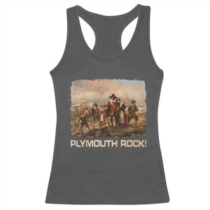 Plymouth Rock Racerback Tank Top Mayflower Pilgrims Thanksgiving History TS11 Dark Heather Print Your Wear