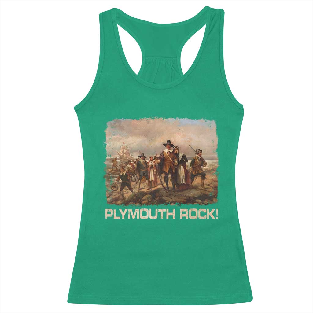 Plymouth Rock Racerback Tank Top Mayflower Pilgrims Thanksgiving History TS11 Irish Green Print Your Wear