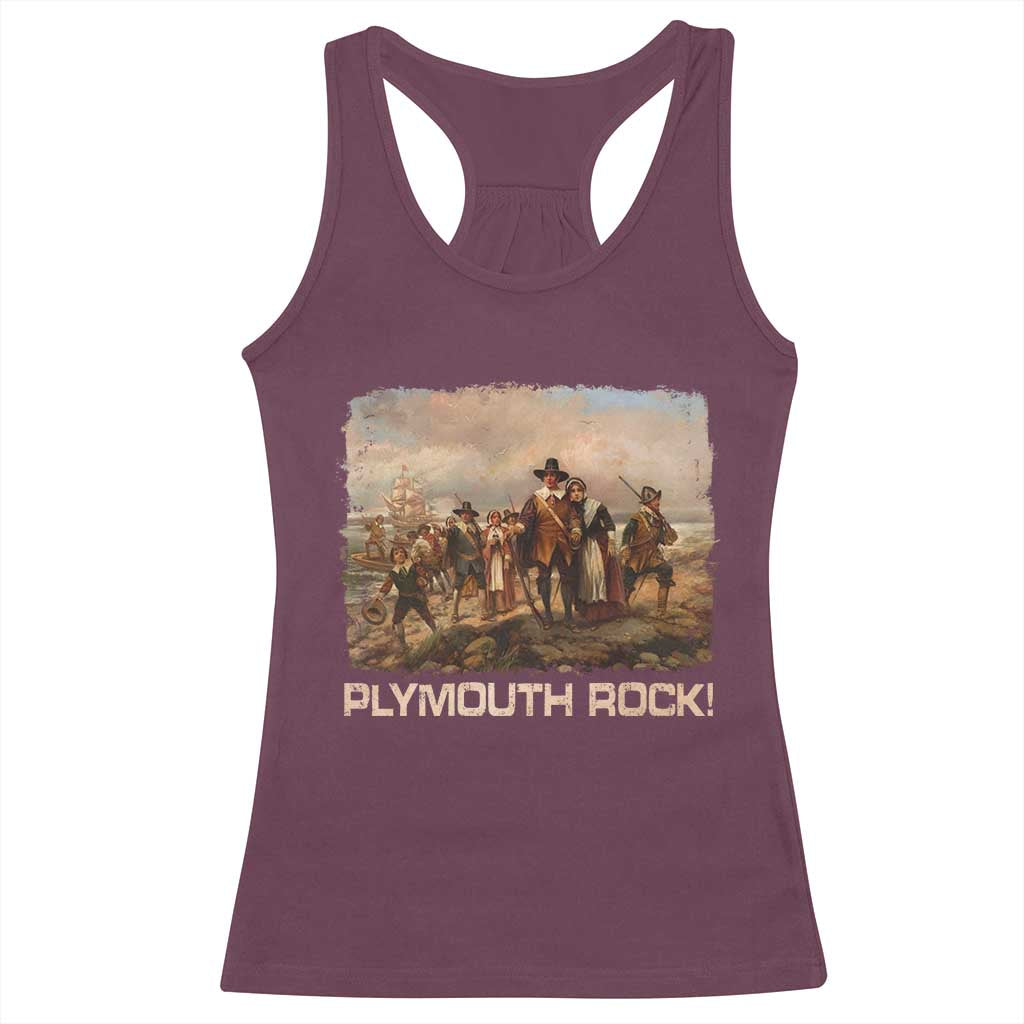 Plymouth Rock Racerback Tank Top Mayflower Pilgrims Thanksgiving History TS11 Maroon Print Your Wear