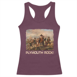 Plymouth Rock Racerback Tank Top Mayflower Pilgrims Thanksgiving History TS11 Maroon Print Your Wear