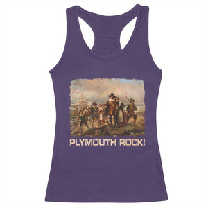 Plymouth Rock Racerback Tank Top Mayflower Pilgrims Thanksgiving History TS11 Purple Print Your Wear
