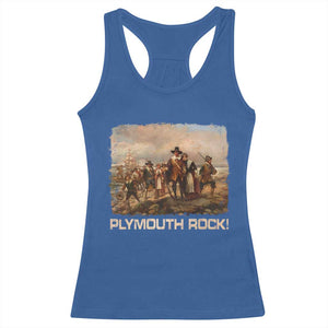 Plymouth Rock Racerback Tank Top Mayflower Pilgrims Thanksgiving History TS11 Royal Blue Print Your Wear