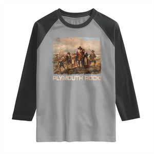 Plymouth Rock Raglan Shirt Mayflower Pilgrims Thanksgiving History TS11 Sport Gray Black Print Your Wear