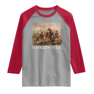 Plymouth Rock Raglan Shirt Mayflower Pilgrims Thanksgiving History TS11 Sport Gray Red Print Your Wear
