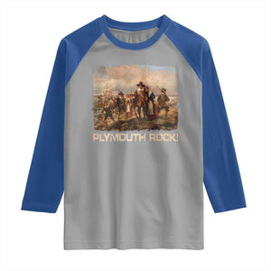 Plymouth Rock Raglan Shirt Mayflower Pilgrims Thanksgiving History TS11 Sport Gray Royal Print Your Wear