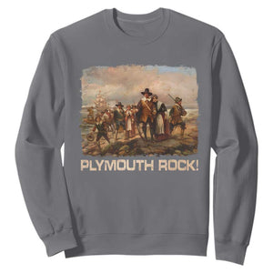 Plymouth Rock Sweatshirt Mayflower Pilgrims Thanksgiving History TS11 Charcoal Print Your Wear