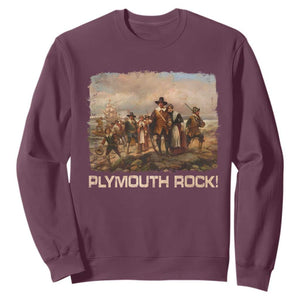 Plymouth Rock Sweatshirt Mayflower Pilgrims Thanksgiving History TS11 Maroon Print Your Wear