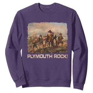 Plymouth Rock Sweatshirt Mayflower Pilgrims Thanksgiving History TS11 Purple Print Your Wear