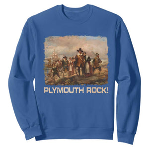 Plymouth Rock Sweatshirt Mayflower Pilgrims Thanksgiving History TS11 Royal Blue Print Your Wear