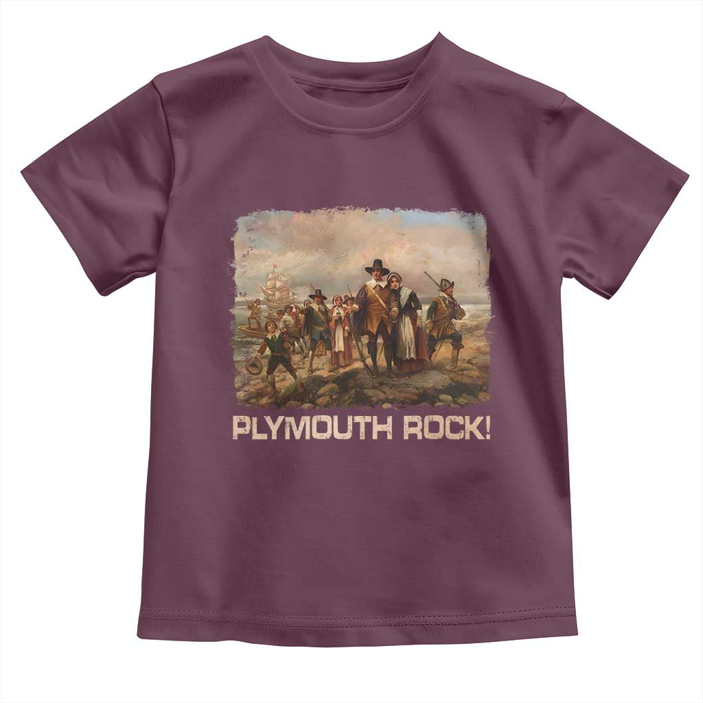 Plymouth Rock Toddler T Shirt Mayflower Pilgrims Thanksgiving History TS11 Maroon Print Your Wear