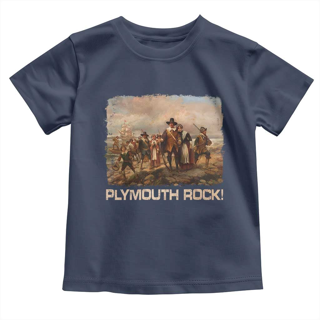 Plymouth Rock Toddler T Shirt Mayflower Pilgrims Thanksgiving History TS11 Navy Print Your Wear