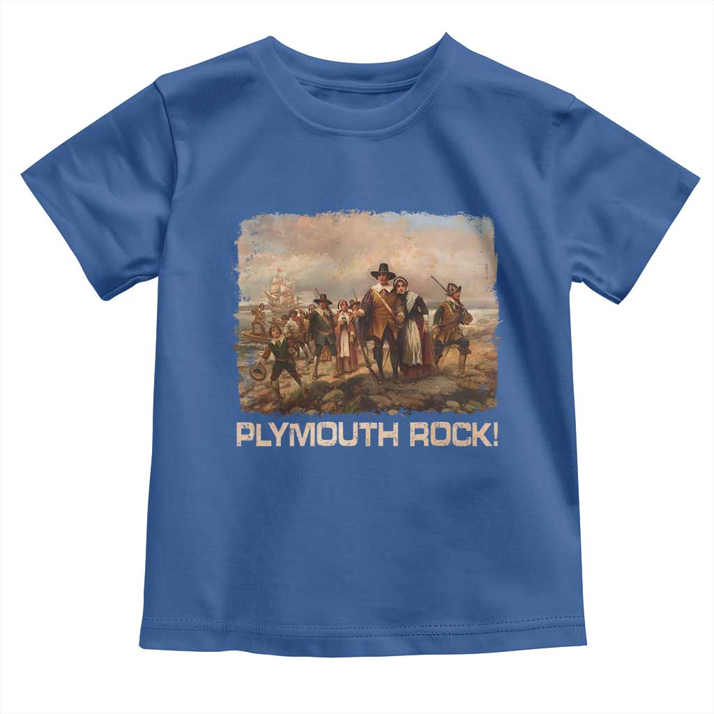 Plymouth Rock Toddler T Shirt Mayflower Pilgrims Thanksgiving History TS11 Royal Blue Print Your Wear