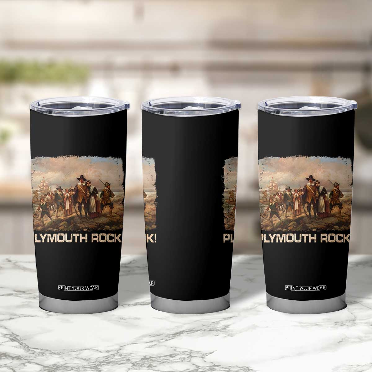 Plymouth Rock Tumbler Cup Mayflower Pilgrims Thanksgiving History TS11 Print Your Wear