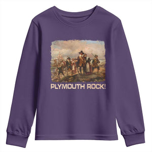 Plymouth Rock Youth Sweatshirt Mayflower Pilgrims Thanksgiving History TS11 Purple Print Your Wear