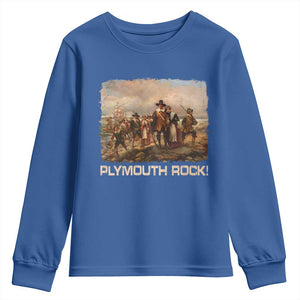 Plymouth Rock Youth Sweatshirt Mayflower Pilgrims Thanksgiving History TS11 Royal Blue Print Your Wear