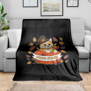 Funny Thanksgiving Cat Lover Throw Blanket Purritans Pilgrim Puritans Hat TS11 Print Your Wear