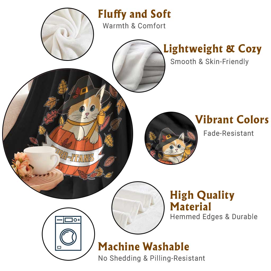 Funny Thanksgiving Cat Lover Throw Blanket Purritans Pilgrim Puritans Hat TS11 Print Your Wear