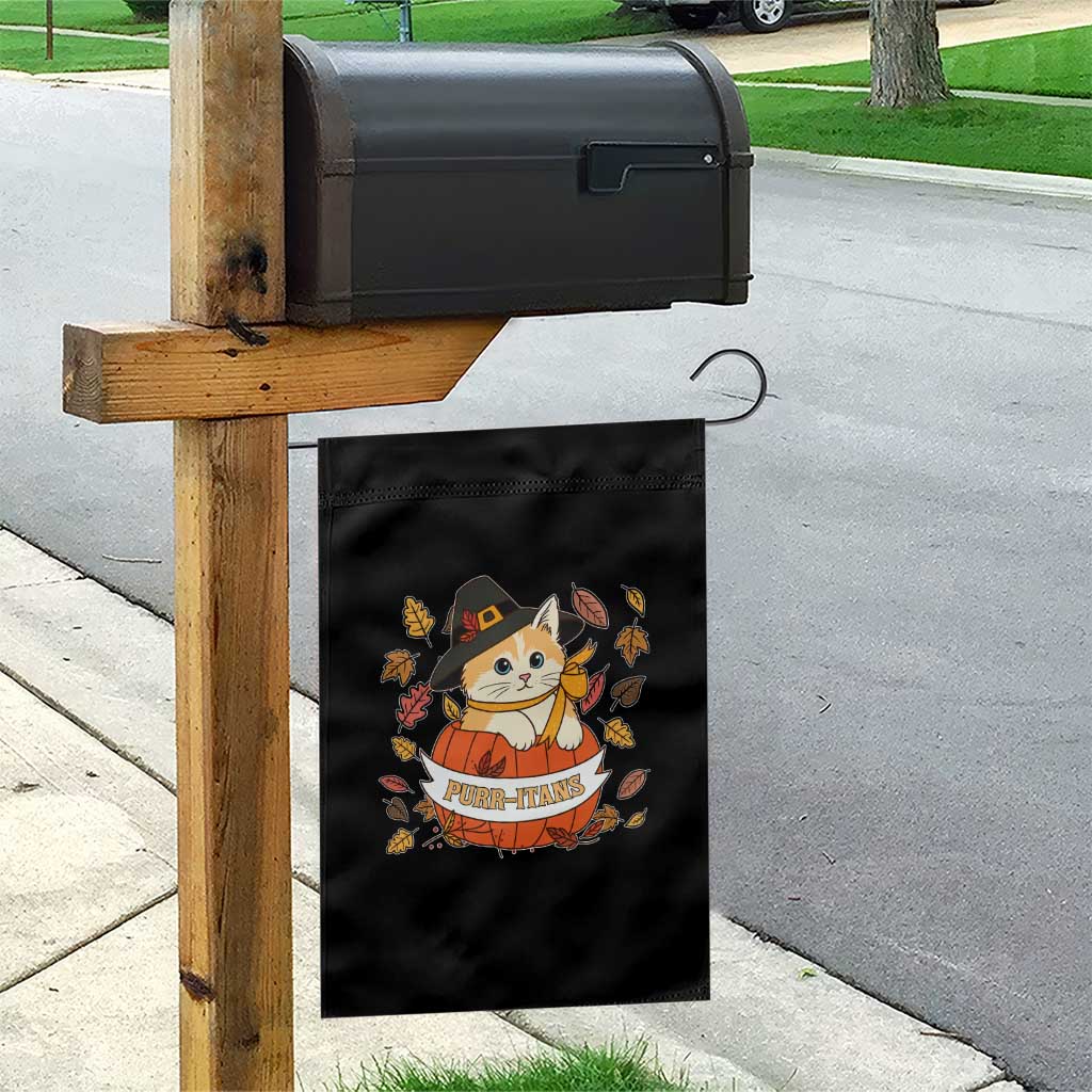 Funny Thanksgiving Cat Lover Garden Flag Purritans Pilgrim Puritans Hat TS11 Print Your Wear