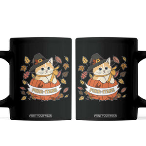 Funny Thanksgiving Cat Lover Coffee Mug Purritans Pilgrim Puritans Hat TS11 Black Print Your Wear